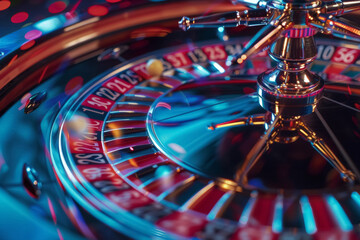 Roulette Wheel in Dynamic Spin - obrazy, fototapety, plakaty