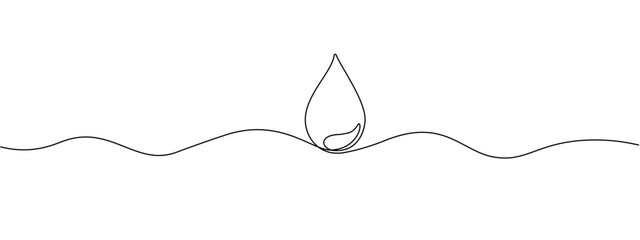 Single line continuous drawing of water drop. Single editable line icon of oil drops , blood , tears. Vector illustration. © Sviatlana