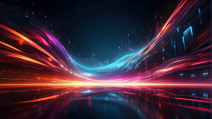 Fototapeta na wymiar An artistic rendering of dynamic light streaks flowing with energy and vibrant colors, suggesting speed and motion