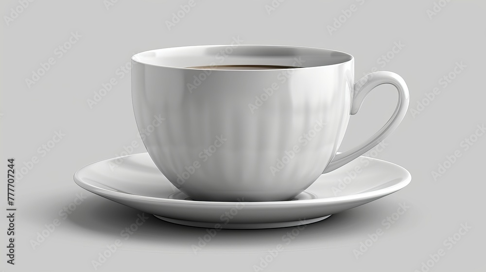 Poster a realistic white cup isolated on a transparent background, serving as a vector template for mock up