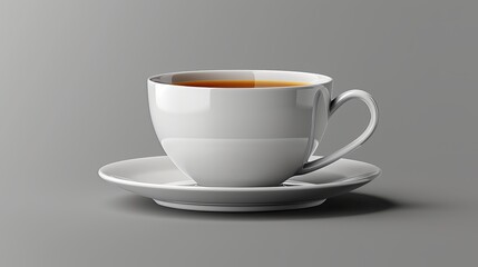 A realistic white cup isolated on a transparent background, serving as a vector template for Mock Up.