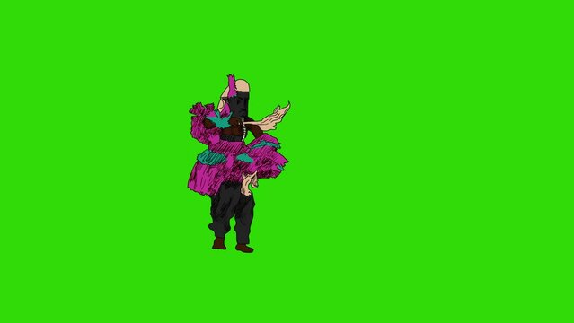 african tribal dance animation in green screen