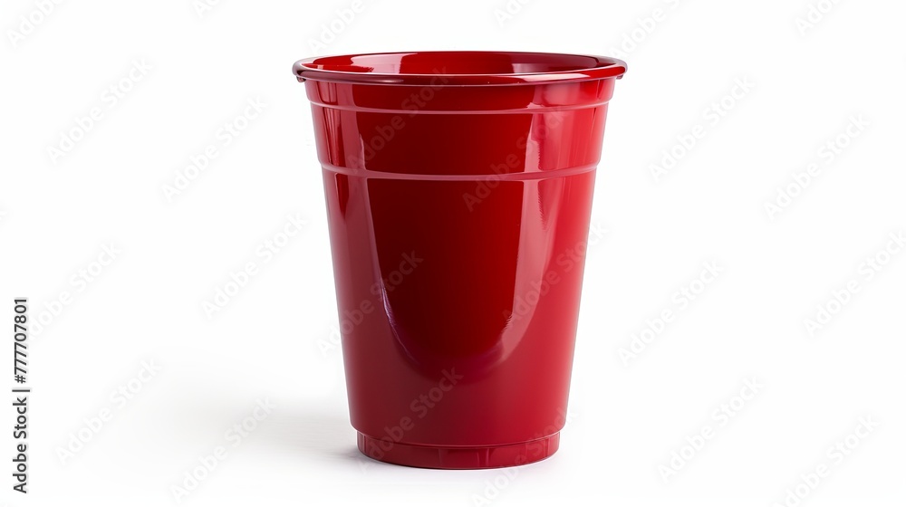 Poster a single red party cup, isolated from any context.