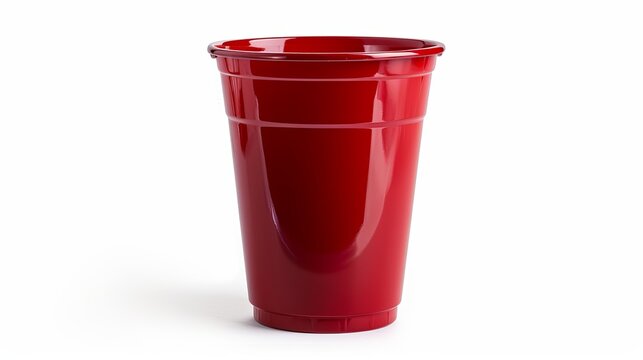 A single red party cup, isolated from any context.