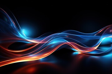 Digital technology, blue rhythm, wavy lines, abstract graphic poster