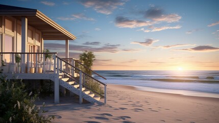 A photo of a Beach House Harmonizing with Coast line
