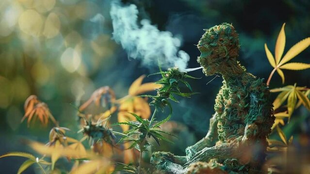 A marijuana plant smoking weed