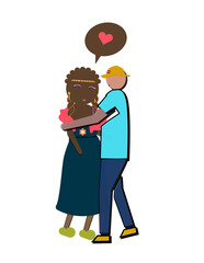 A man embracing a woman