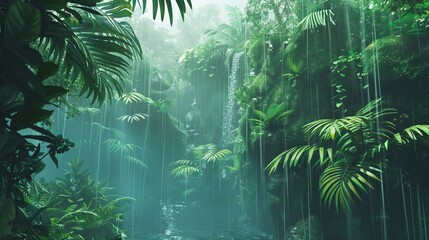 Animated 3D Rainforest with Rain and wildlife sounds for relaxation.