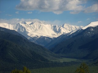 Fototapeta premium mountain of Belukha with snow in the Altai mountains