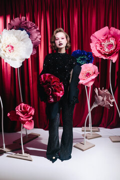 Studio fashion portrait in suit