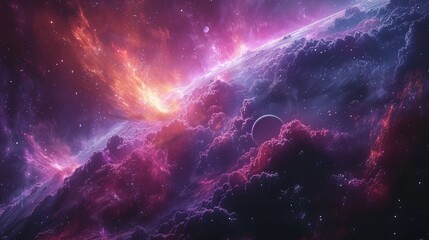 Animated 3D Space Nebula with stars and planets for screensavers.