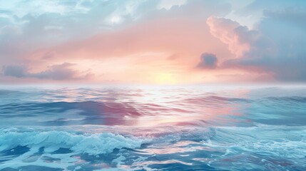 Fototapeta na wymiar Calm sea at twilight, minimalistic pastel interpretation.