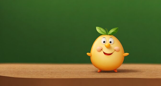 A cartoon image of a smiling lemon on a wooden surface.