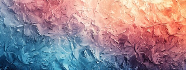 gradient abstract background that conjures the feel of a frozen sky, blending from a muted coral to a deep teal, with the texture of crystalline ice, in professional photorealistic.