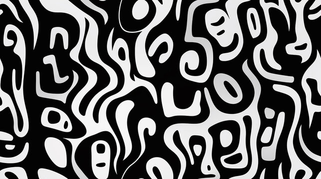black and white geometric pattern, repetitive tile background, naive and ethnic art inspiration.