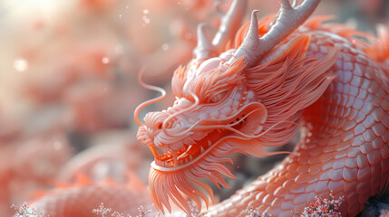 Chinese new year, year of the dragon banner template design with dragons, clouds and flowers...