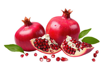 Twin Pomegranates Dancing on a Blank Canvas. White or PNG Transparent Background.