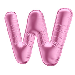 3D Pink Balloon Letter W Symbol for Celebrations with Transparent Background