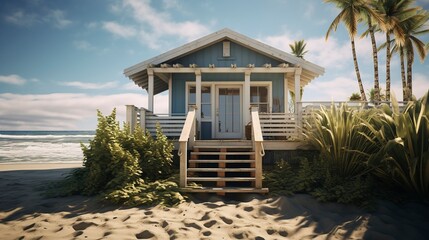 Fototapeta premium A photo of a Compact Beach House in a Serene