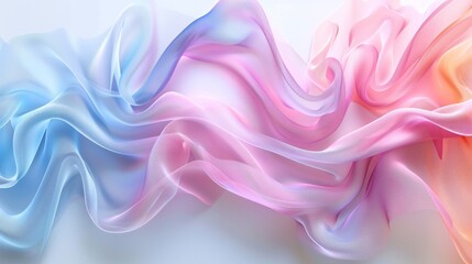 visualization of dynamic, abstract ribbons in soft pastel hues, winding through a blank space.
