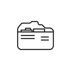 File folder vector icon. Cloud file storage outline logo. Open vector document. A simple directory icon on the desktop. Vector illustration of storage.