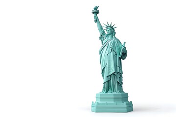Statue of Liberty isolated on white background. Independence Day and Memorial Day concept. 4th of July. 3D illustration for banner, poster with copy space