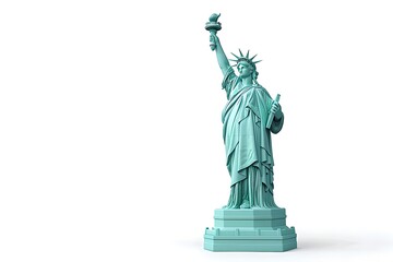 Fototapeta premium Statue of Liberty isolated on white background. Independence Day and Memorial Day concept. 4th of July. 3D illustration for banner, poster with copy space