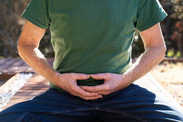 Senior man meditation mudra hand