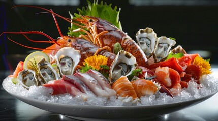 Ocean's Bounty: Exquisite Large Seafood Platter with Icy Accents