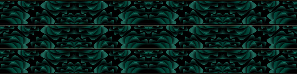 abstract magical technical futuristic background with waves and elements, dark natural atmosphere, modern futuristic design in black and dark green, dark wallpaper, seamless pattern in 3d with curves