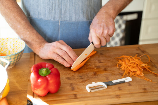 Senior man cook healthy food