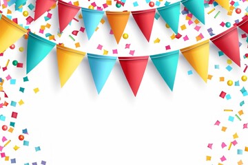 A joyous and festive image of colorful bunting and confetti suggesting celebration, fun, and party events - obrazy, fototapety, plakaty