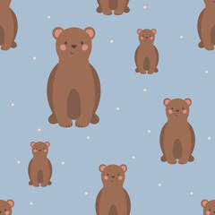 Cute bear seamless pattern hand drawn cute kids background vintage retro pallete