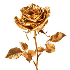 A Gold Rose on transparent background, png	
