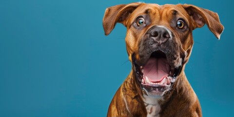 Large Brown Dog With Mouth Open - obrazy, fototapety, plakaty