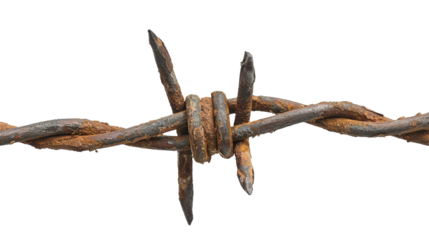 A barbed wire on transparent background, png	