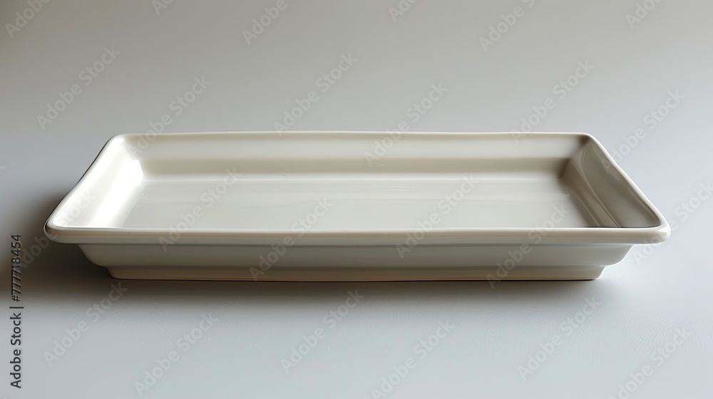 Aufkleber porcelain plate with rounded corners, entirely white in color and rectangular in shape.