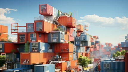 A photo of a Container Community - obrazy, fototapety, plakaty