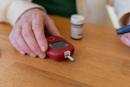 Diabetic senior man check up