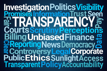 Transparency Word Cloud on Blue Background - 777719444
