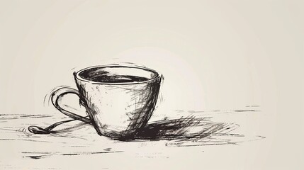 Stylized vector icon depicting a sketch of a coffee cup.