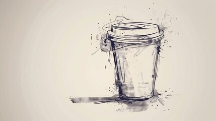 Stylized vector icon depicting a sketch of a coffee cup.