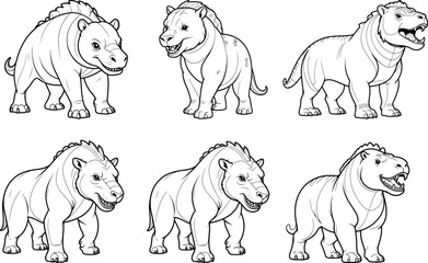 Toxodon coloring page and outline vector design