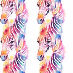 Fototapeta premium Colorful Group of Zebras in Various Hues