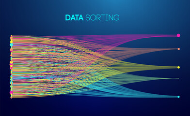 Data sorting colorful lines background. Data flow technology illustration