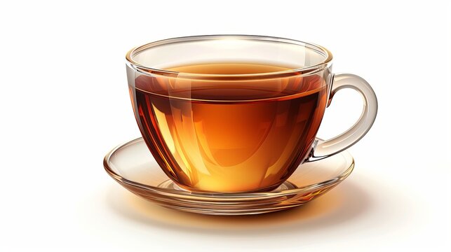 Vector illustration of a transparent glass cup filled with tea.