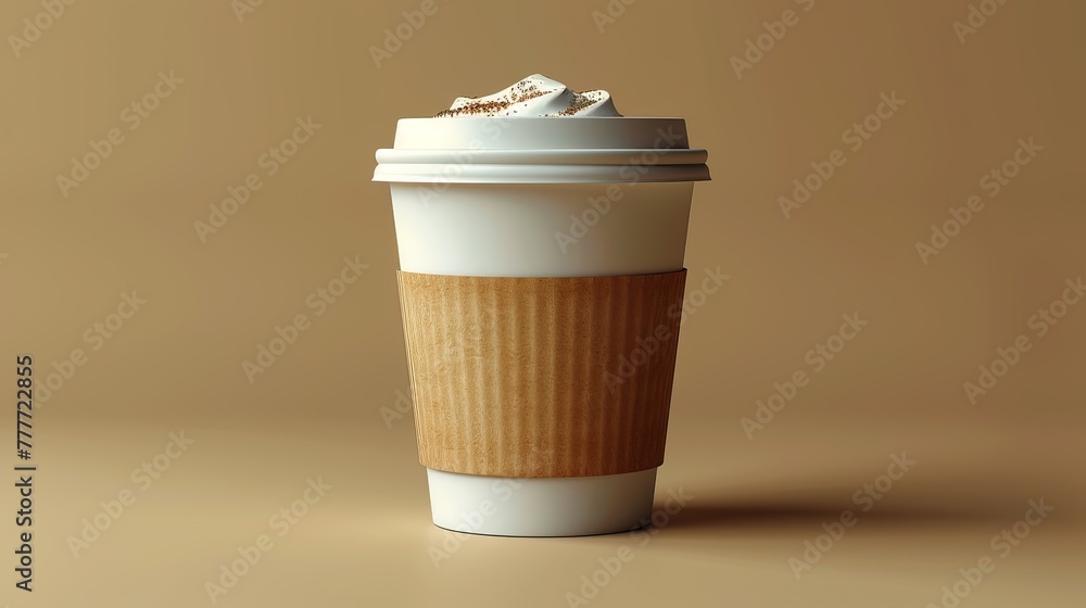 Poster vector realistic 3d white paper disposable cup icon isolated on transparency grid background. design