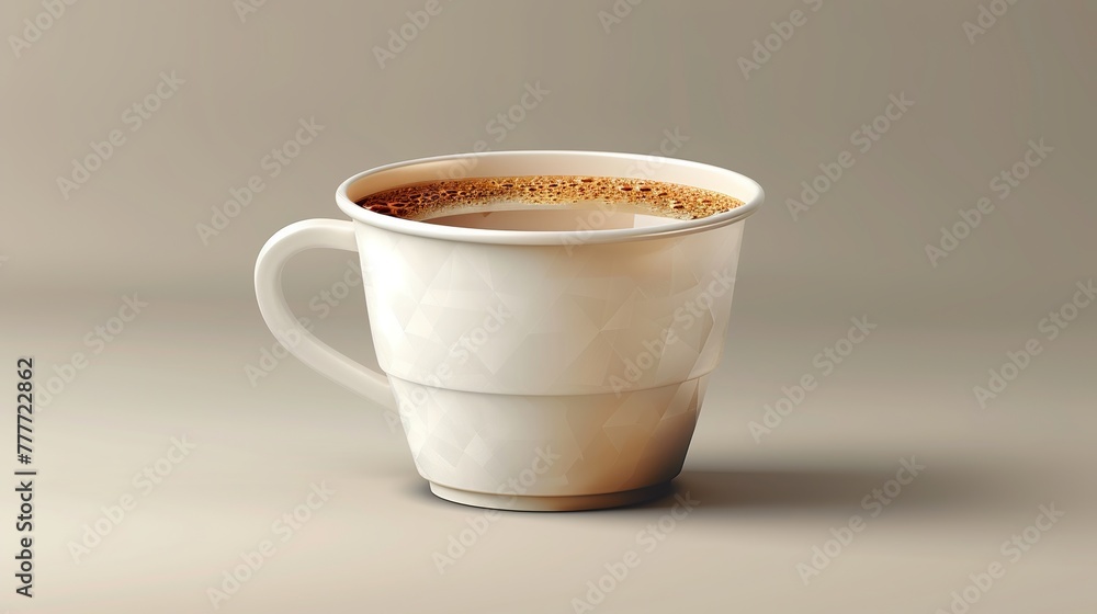 Poster vector realistic 3d white paper disposable cup icon isolated on transparency grid background. design