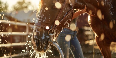 woman washes horse Generative AI